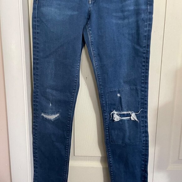 Lucky Brand Womens Dark Wash Distressed Stretch Lolita Skinny Jeans Size 2/26 - Picture 7 of 10